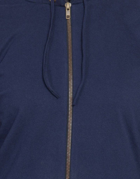 Chic front open patch pocket hood travel Abaya Blue