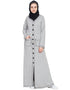 Trendy Front open Contrast stitching Travel cardigan Abaya Silver