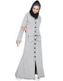 Trendy Front open Contrast stitching Travel cardigan Abaya Silver