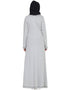 Trendy Front open Contrast stitching Travel cardigan Abaya Silver