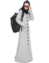 Trendy Front open Contrast stitching Travel cardigan Abaya Silver