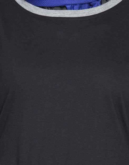 Modern Slant cut at waist Black Grey Travel Abaya Black