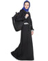 Modern Slant cut at waist Black Grey Travel Abaya Black