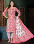 Designer Party Wear Readymade Salwar Suit Pink Printed Cotton Pant Straight Front View