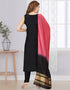 Designer Party Wear Readymade Salwar Suit Black Chanderi Silk Pant Straight Close-up View