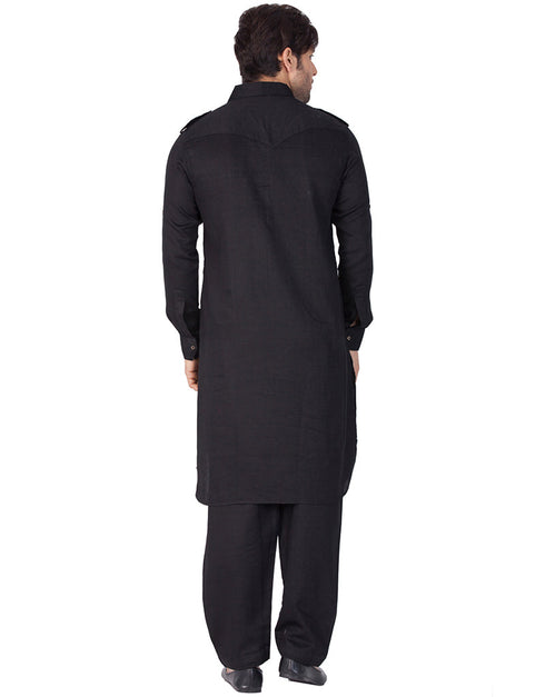 Readymade Men Pathani Black Pathani Cotton Pant Close-up View