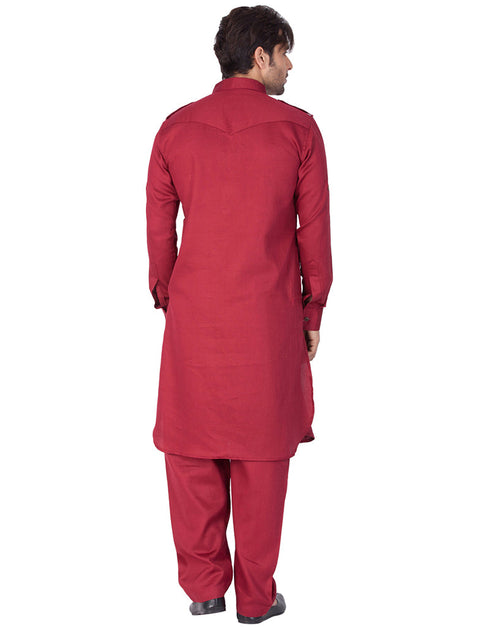 Readymade Men Pathani Maroon Pathani Cotton Pant Close-up View
