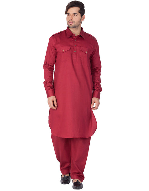 Readymade Men Pathani Maroon Pathani Cotton Pant Front View
