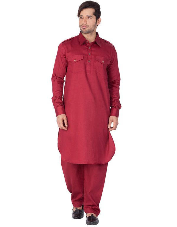 Readymade Men Pathani Maroon Pathani Cotton Pant Front View