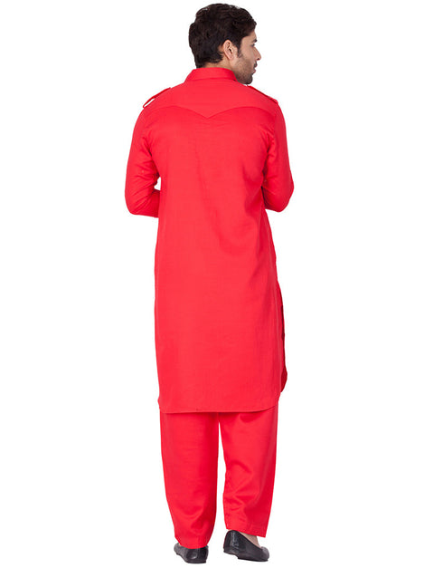 Readymade Men Pathani Fuschia Pink Pathani Cotton Pant Close-up View