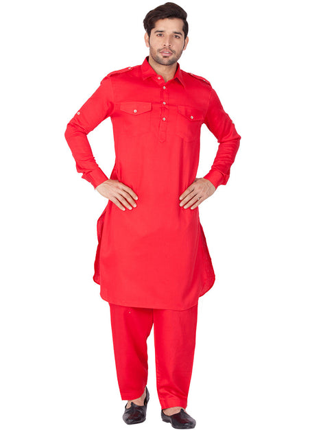 Readymade Men Pathani Fuschia Pink Pathani Cotton Pant Front View