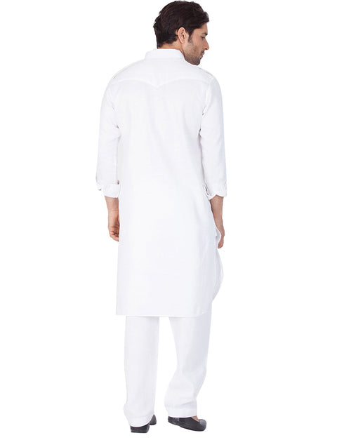 Readymade Men Pathani White Pathani Cotton Pant Close-up View
