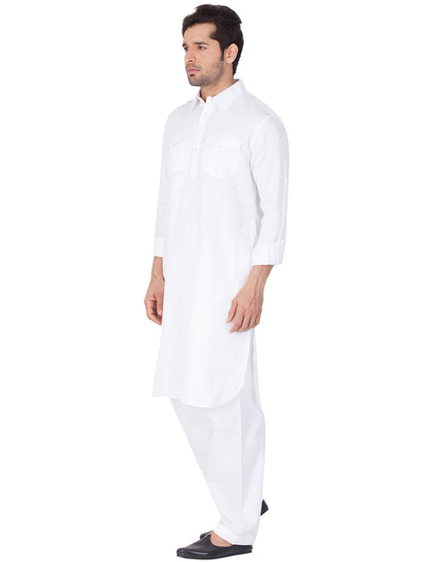 Readymade Men Pathani White Pathani Cotton Pant Front View