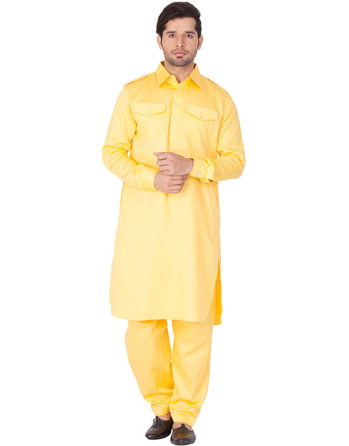 Readymade Men Pathani Yellow Pathani Cotton Pant Front View