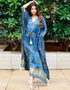 blue pure gaji silk trendy designer party wear kaftan style dress bandhej digital print with gotta patti lace border also comes with tassels details for dress pr-prt19201 Back View