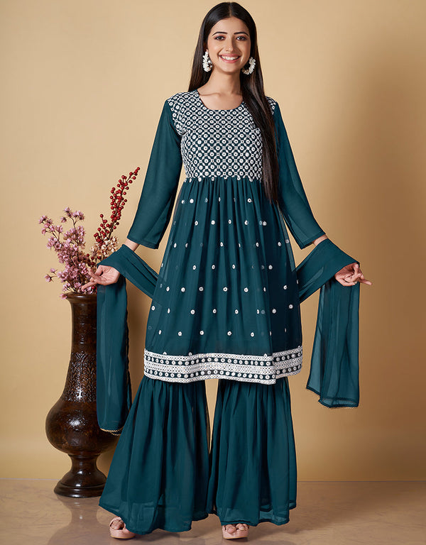 chic rama georgette designer party wear readymade salwar suit with rama georgette pr-prt19220 Front View