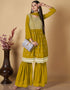elegant yellow georgette designer party wear readymade salwar suit with yellow georgette pr-prt19222 Front View