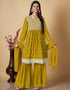 elegant yellow georgette designer party wear readymade salwar suit with yellow georgette pr-prt19222 Front View