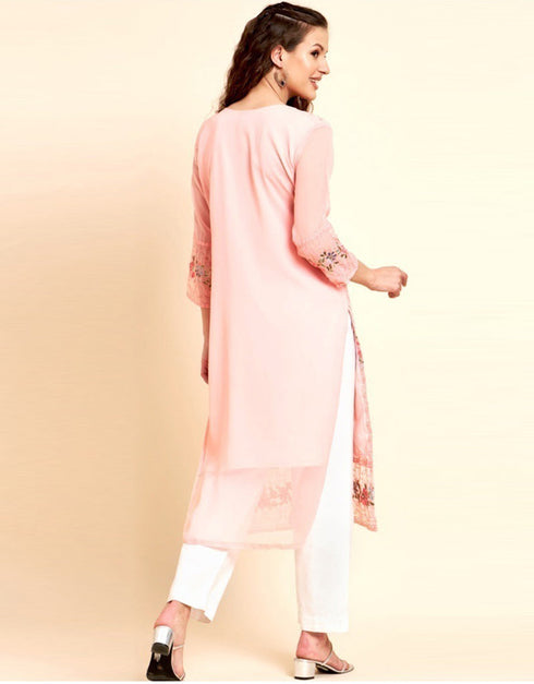 contemporary digital printed work georgette traditional function wear heavy georgette readymade kurti collection with pink 13419-prt19249 Close-up View