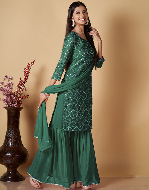 sleek mint green georgette heavy designer suit collection here with mint green georgette 13427-prt19290 Back View