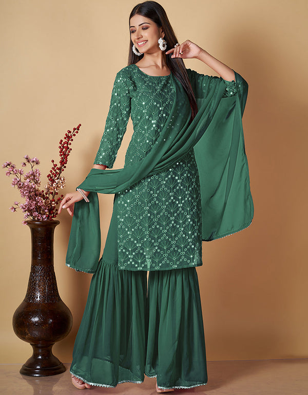 sleek mint green georgette heavy designer suit collection here with mint green georgette 13427-prt19290 Front View