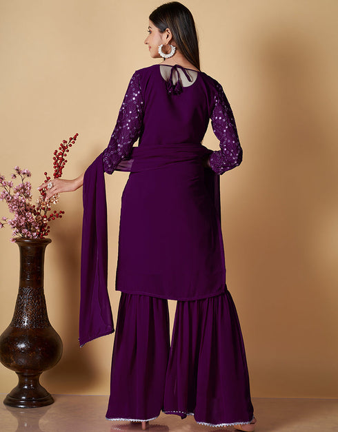 contemporary wine georgette heavy designer suit collection here with wine georgette 13427-prt19294 Close-up View