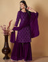 contemporary wine georgette heavy designer suit collection here with wine georgette 13427-prt19294 Front View