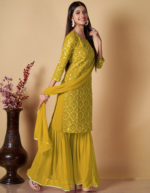 classy yellow georgette heavy designer suit collection here with yellow georgette 13427-prt19295 Back View