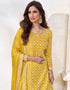 stylish yellow chinon heavy designer suit collection here with multi colour chinon 13429-prt19300 Close-up View