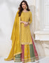 stylish yellow chinon heavy designer suit collection here with multi colour chinon 13429-prt19300 Front View