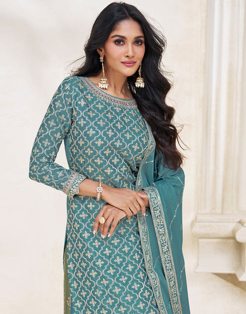 chic sky chinon heavy designer suit collection here with multi colour chinon 13429-prt19301 Front View