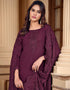 chic wine rangoli silk heavy designer suit collection here with wine rangoli silk 13439-prt19374 Front View