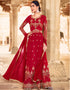 chic red faux georgette heavy designer suit collection here with red dull santoon 13445-prt19403 Front View