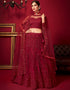sleek marron net with silk trendy designer party wear lehenga choli with marron net with silk 13446-prt19407 Front View