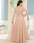 modern peach net designer party wear readymade salwar suit with peach japan satin 13448-prt19419 Close-up View