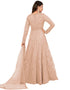modern peach net designer party wear readymade salwar suit with peach japan satin 13448-prt19419 Front View