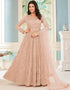 modern peach net designer party wear readymade salwar suit with peach japan satin 13448-prt19419 Front View