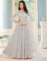 glamorous light grey net designer party wear readymade salwar suit with light grey japan satin 13448-prt19421 Front View