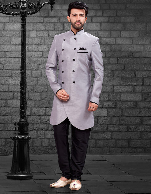 Grey Kurta Imported Silk Churidar