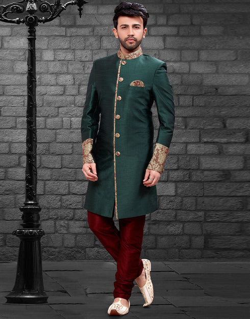 Green Kurta Imported Silk Churidar