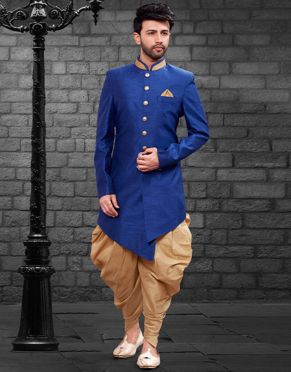 Royal Blue Kurta Imported Silk Dhoti Pant