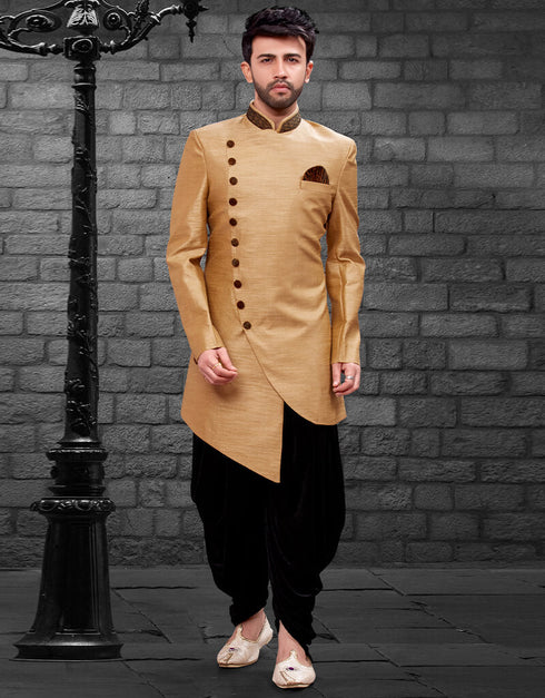 Beige Kurta Imported Silk Dhoti Pant