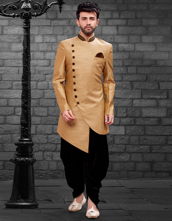 Beige Kurta Imported Silk Dhoti Pant