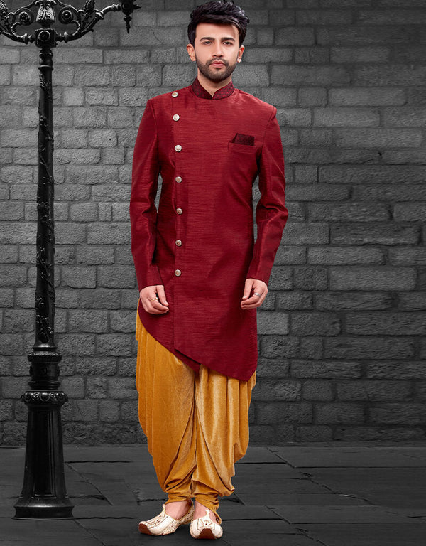 Maroon Kurta Imported Silk Dhoti Pant