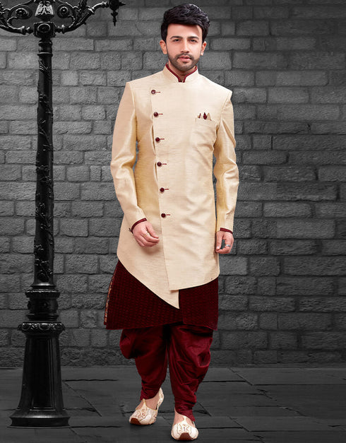 Cream Kurta Imported Silk Dhoti Pant