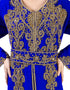 Arabic Royal Blue Georgette Pearl Embroidery Kaftan