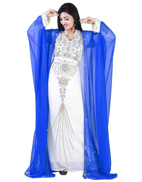 Muslimah Royal Blue Colored Embroidery worked Kaftan