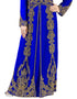 Arabic Royal Blue Georgette Pearl Embroidery Kaftan