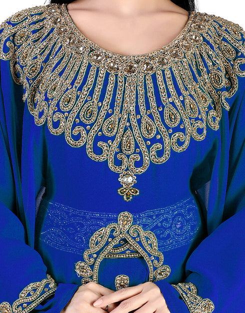 Modern Royal Blue Colored Georgette Heavy Farasha