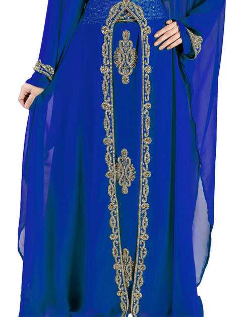 Modern Royal Blue Colored Georgette Heavy Farasha